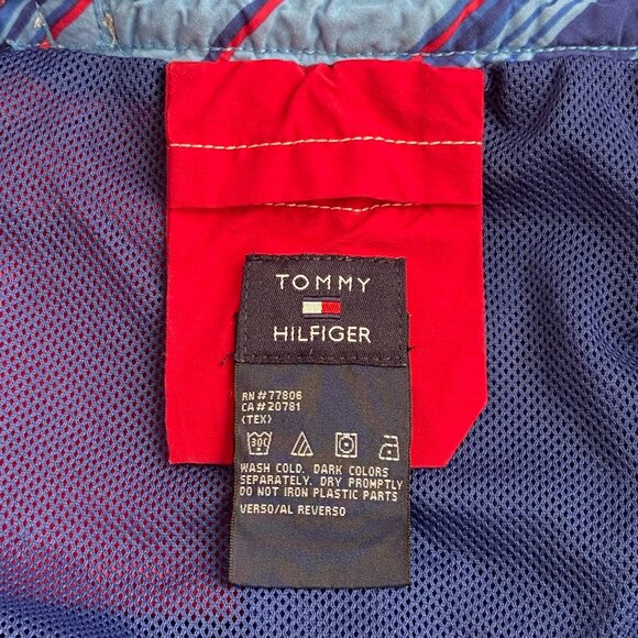 Vtg Tommy Hilfiger Men's XL Red Stripe Spell Out Lined Swim Trunks Shorts Beach - Picture 11 of 12